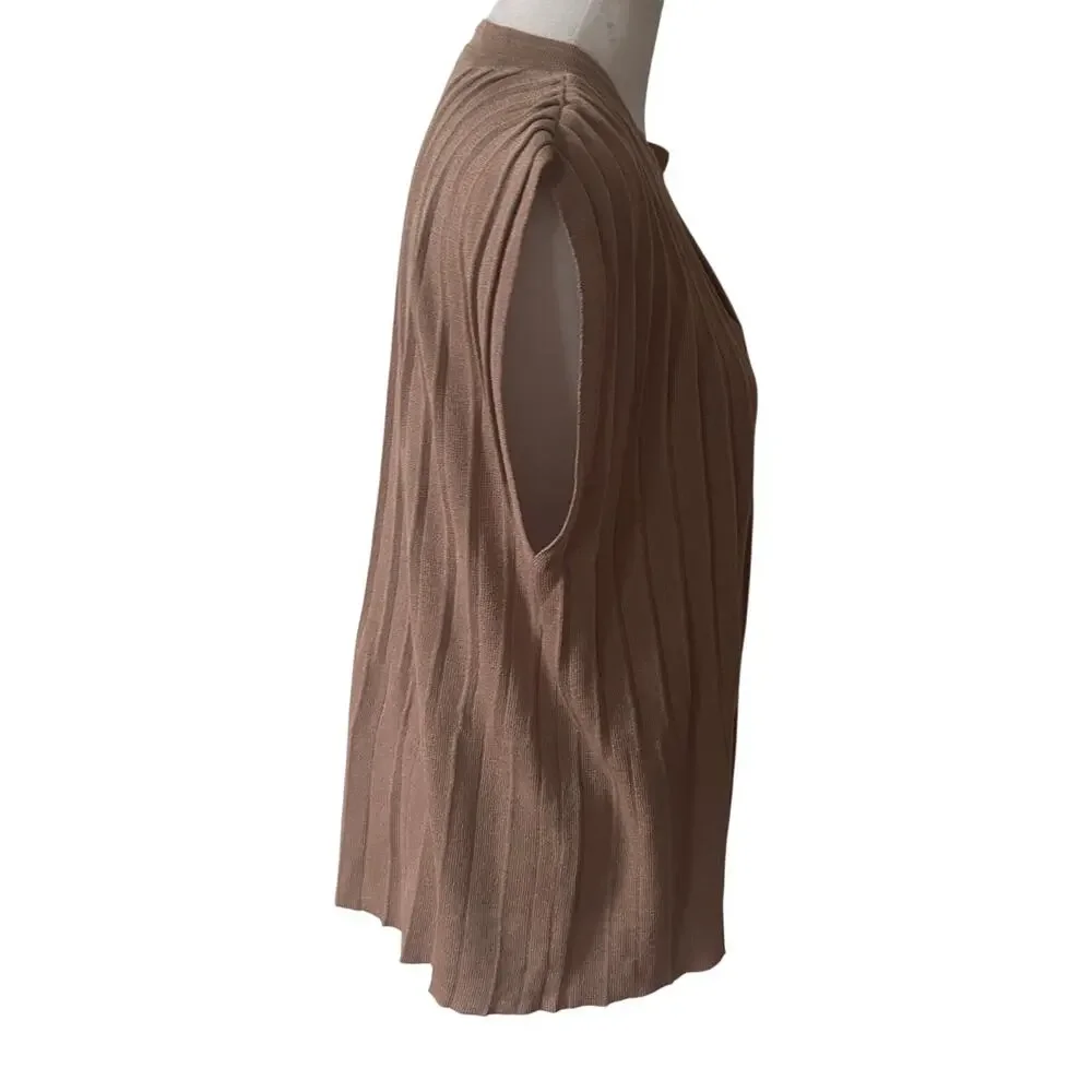 Anthropologie Current Air Brown Sleeveless V-Neck Boxy Sweater Women Size Small